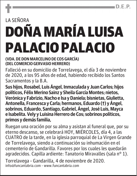 DOÑA MARÍA LUISA PALACIO PALACIO