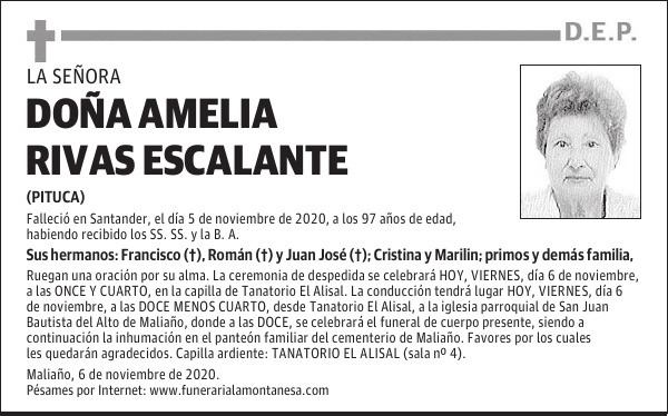 DOÑA AMELIA RIVAS ESCALANTE