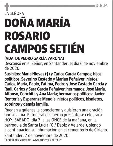 DOÑA MARÍA ROSARIO CAMPOS SETIÉN