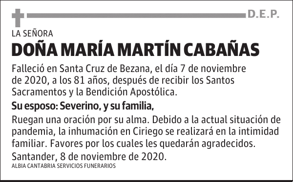 DOÑA MARÍA MARTÍN CABAÑAS