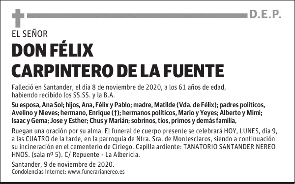 DON FÉLIX CARPINTERO DE LA FUENTE