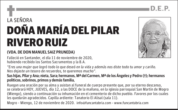 DOÑA MARÍA DEL PILAR RIVERO RUIZ