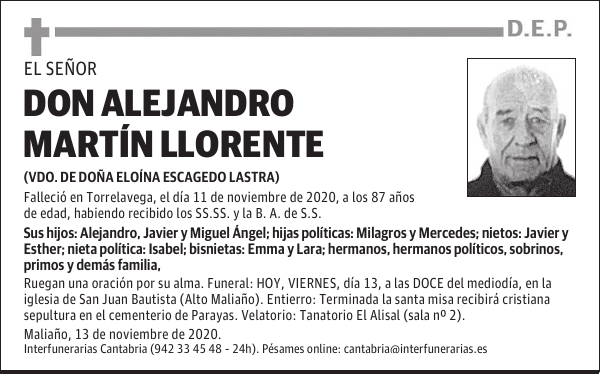 DON ALEJANDRO MARTÍN LLORENTE