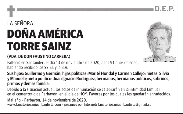 DOÑA AMÉRICA TORRE SAINZ