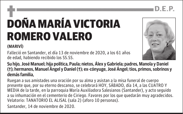 DOÑA MARÍA VICTORIA ROMERO VALERO