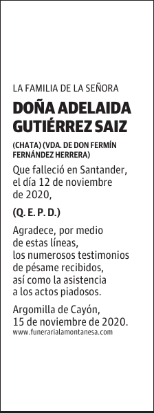 DOÑA ADELAIDA GUTIÉRREZ SAIZ