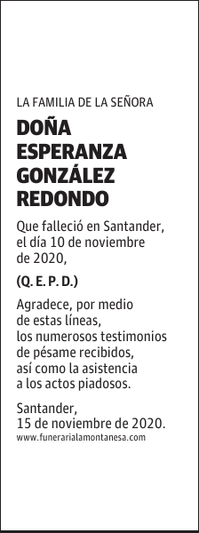 DOÑA ESPERANZA GONZÁLEZ REDONDO