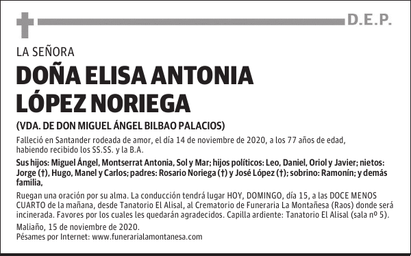 DOÑA ELISA ANTONIA LÓPEZ NORIEGA