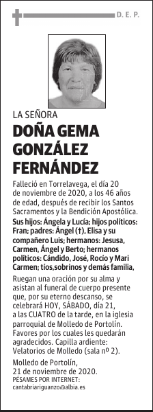 DOÑA GEMA GONZÁLEZ FERNÁNDEZ
