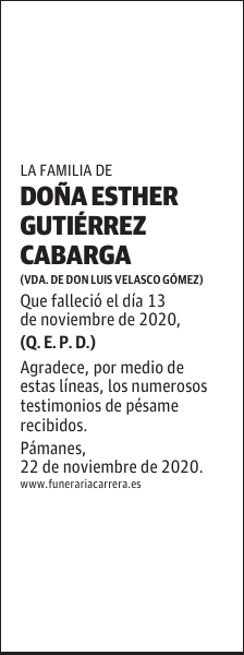 DOÑA ESTHER GUTIÉRREZ CABARGA