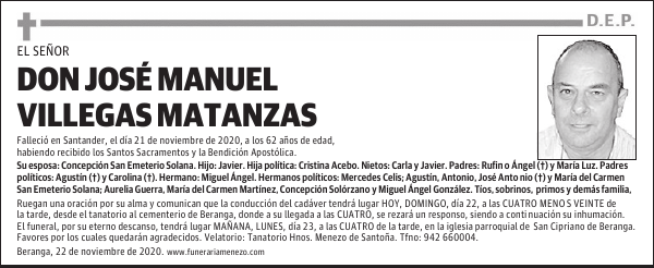 DON JOSÉ MANUEL VILLEGAS MATANZAS