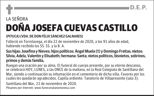 DOÑA JOSEFA CUEVAS CASTILLO