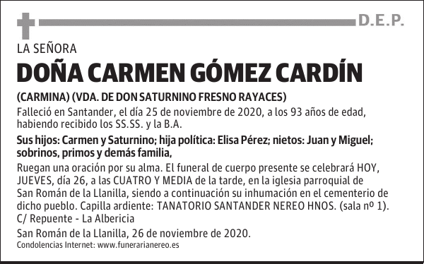 DOÑA CARMEN GÓMEZ CARDÍN