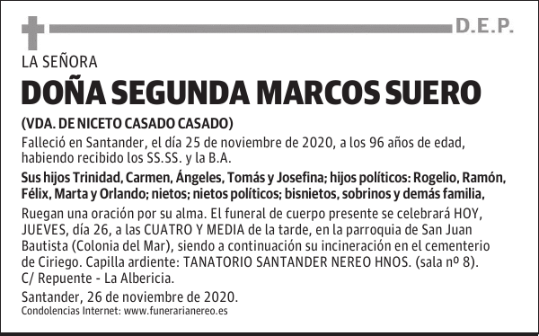 DOÑA SEGUNDA MARCOS SUERO