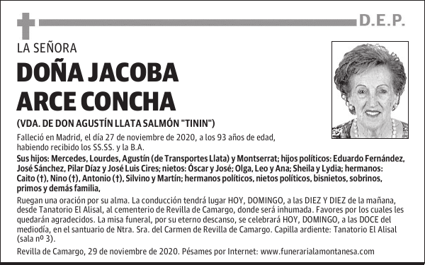 DOÑA JACOBA ARCE CONCHA