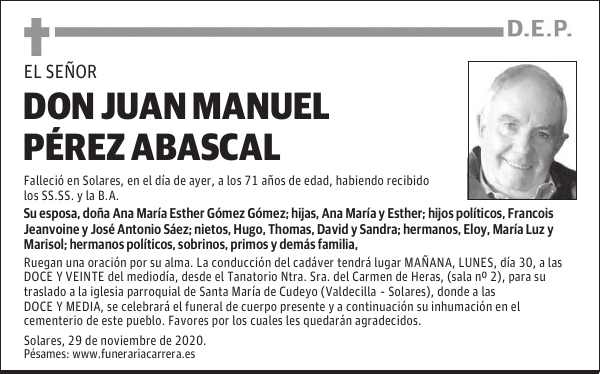 DON JUAN MANUEL PÉREZ ABASCAL