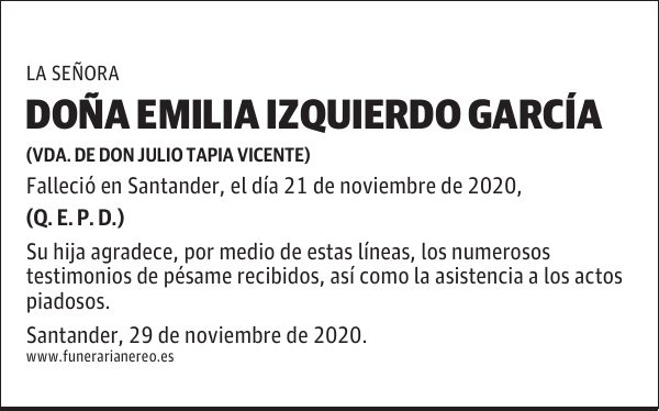 DOÑA EMILIA IZQUIERDO GARCÍA