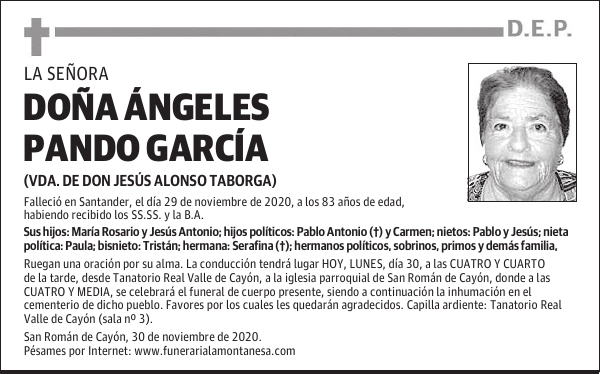 DOÑA ÁNGELES PANDO GARCÍA