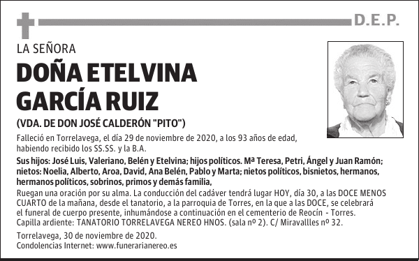 DOÑA ETELVINA GARCÍA RUIZ