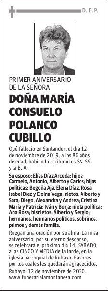 DOÑA MARÍA CONSUELO POLANCO CUBILLO