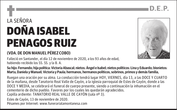 DOÑA ISABEL PENAGOS RUIZ