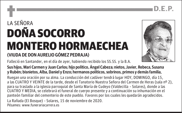 DOÑA SOCORRO MONTERO HORMAECHEA