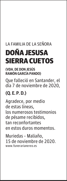 DOÑA JESUSA SIERRA CUETOS
