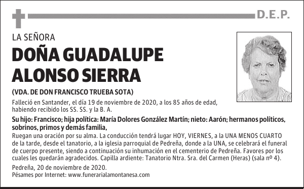 DOÑA GUADALUPE ALONSO SIERRA