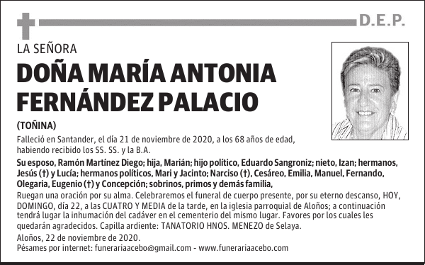 DOÑA MARÍA ANTONIA FERNÁNDEZ PALACIO