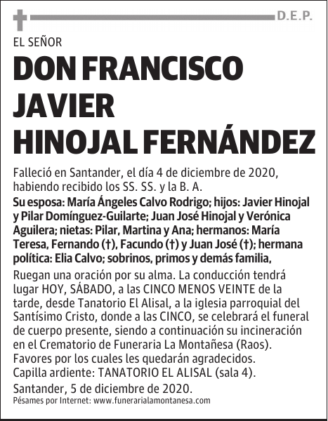 DON FRANCISCO JAVIER HINOJAL FERNÁNDEZ