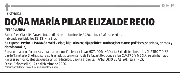 DOÑA MARÍA PILAR ELIZALDE RECIO