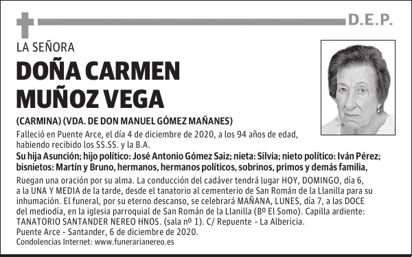 DOÑA CARMEN MUÑOZ VEGA