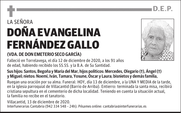 DOÑA EVANGELINA FERNÁNDEZ GALLO