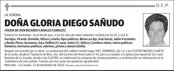 DOÑA GLORIA DIEGO SAÑUDO