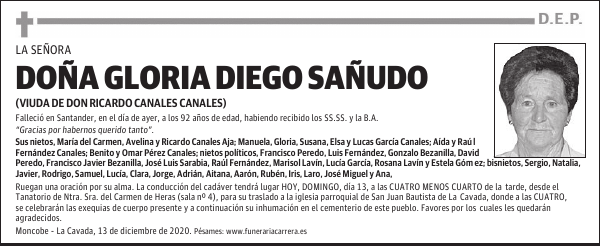 DOÑA GLORIA DIEGO SAÑUDO