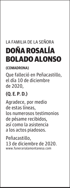 DOÑA ROSALÍA BOLADO ALONSO