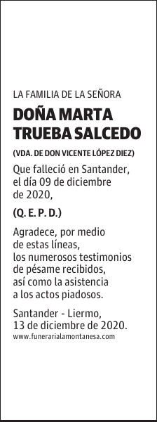 DOÑA MARTA TRUEBA SALCEDO
