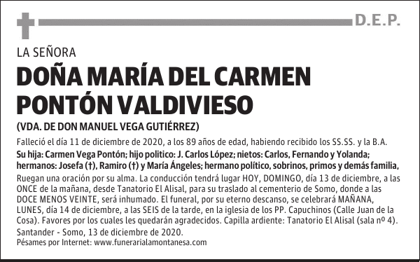 DOÑA MARÍA DEL CARMEN PONTÓN VALDIVIESO