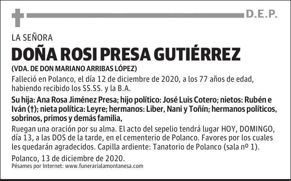 DOÑA ROSI PRESA GUTIÉRREZ