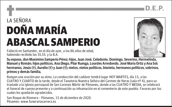 DOÑA MARÍA ABASCAL SAMPERIO