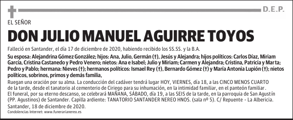 DON JULIO MANUEL AGUIRRE TOYOS