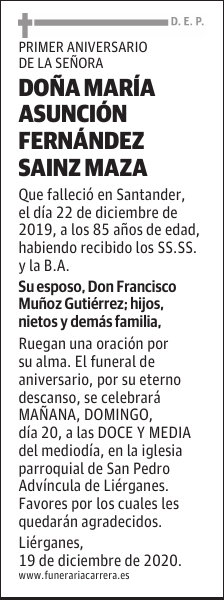 DOÑA MARÍA ASUNCIÓN FERNÁNDEZ SAINZ MAZA