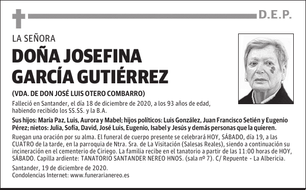 DOÑA JOSEFINA GARCÍA GUTIÉRREZ