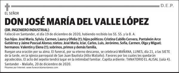 DON JOSÉ MARÍA DEL VALLE LÓPEZ