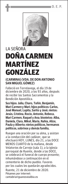 DOÑA CARMEN MARTÍNEZ GONZÁLEZ