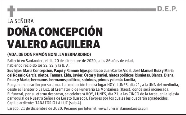 DOÑA CONCEPCIÓN VALERO AGUILERA
