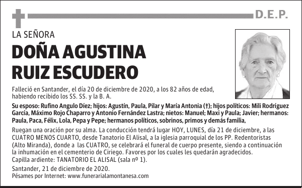 DOÑA AGUSTINA RUIZ ESCUDERO