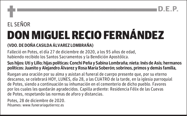 DON MIGUEL RECIO FERNÁNDEZ