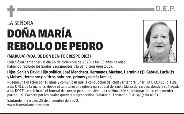 DOÑA MARÍA REBOLLO DE PEDRO