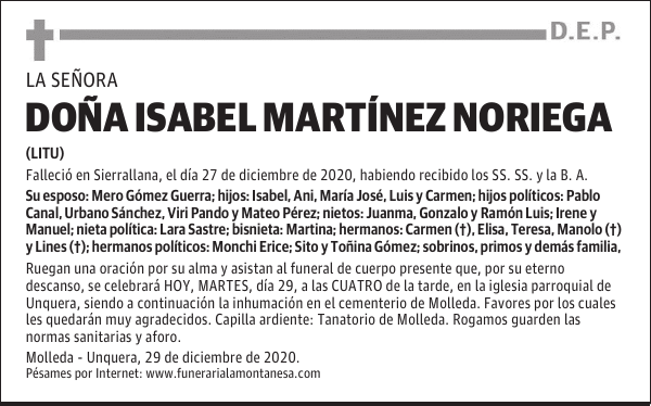 DOÑA ISABEL MARTÍNEZ NORIEGA